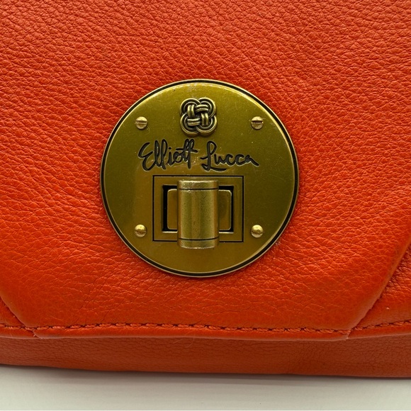 Elliott Lucca Cordoba Orange Leather Shoulder/Clutch with Gold-Toned Closure - Picture 3 of 17